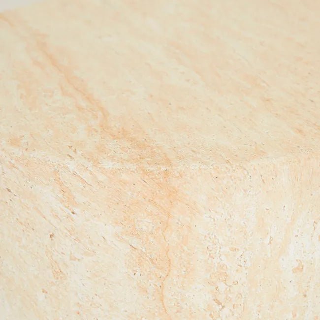 Lucia Sphere Side Table-Faux Natural Travertine