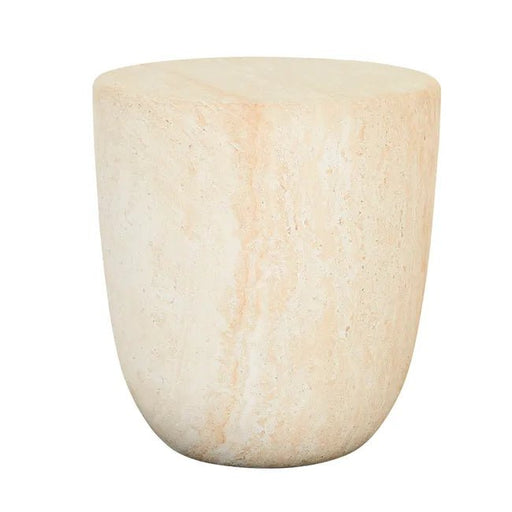 Lucia Sphere Side Table-Faux Natural Travertine