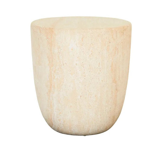 Lucia Sphere Side Table-Faux Natural Travertine