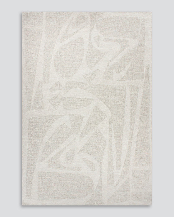 Maya Floor Rug in Oatmeal, the whole rug shown flat on a plain background