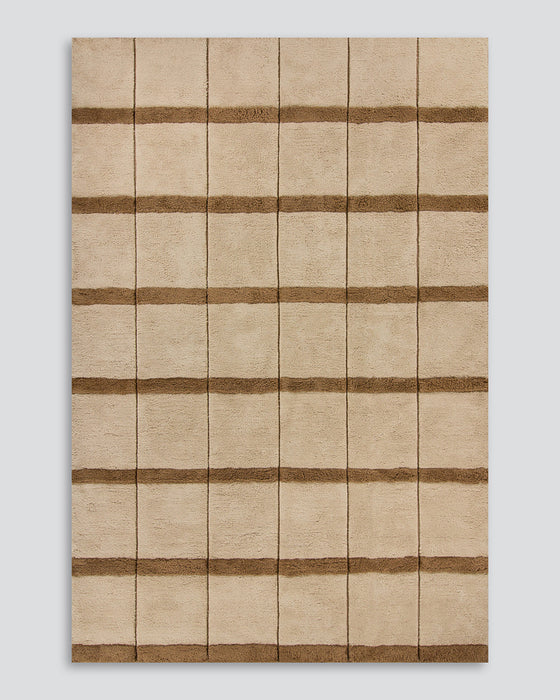Mesa Floor Rug in Camel, the whole rug shown flat on a plain background