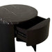 Oberon Crescent Marble Bedside - Matt Black Marble - Matt Dark Oak