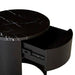 Oberon Crescent Marble Bedside - Matt Black Marble - Matt Dark Oak