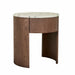 Oberon Crescent Marble Bedside - Matt Ocean Marble - Smoked Ash