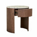 Oberon Crescent Marble Bedside - Matt Ocean Marble - Smoked Ash