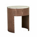 Oberon Crescent Marble Bedside - Matt Ocean Marble - Smoked Ash