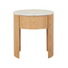 Oberon Crescent Marble Bedside - Matt White Marble - Natural Ash