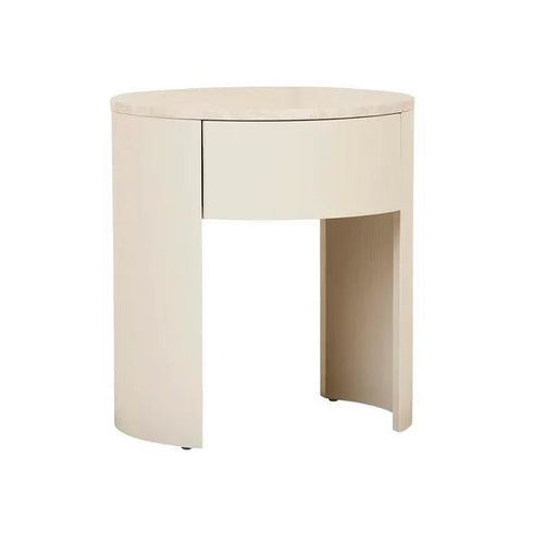 Oberon Crescent Marble Bedside - Natural Travertine - Shell