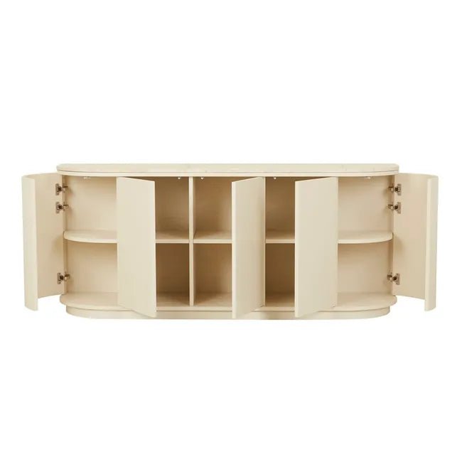 Oberon Crescent Marble Buffet - Natural Travertine - Shell