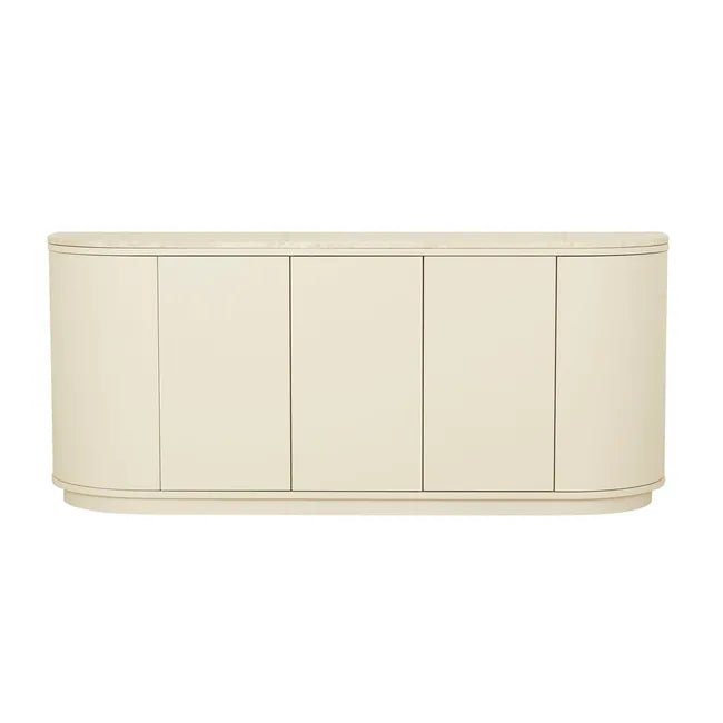 Oberon Crescent Marble Buffet - Natural Travertine - Shell