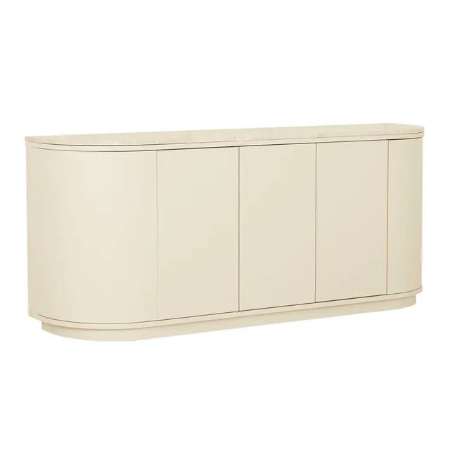 Oberon Crescent Marble Buffet - Natural Travertine - Shell