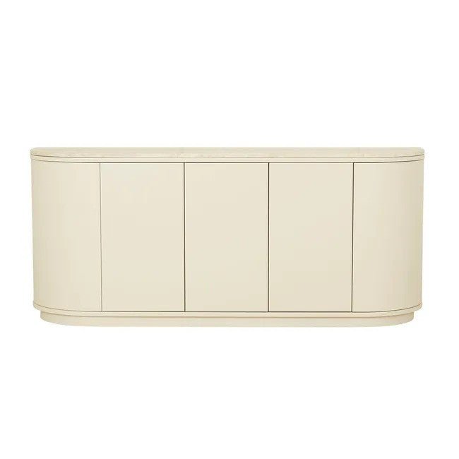 Oberon Crescent Marble Buffet - Natural Travertine - Shell