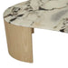 Oberon Curve Marble Coffee Table - Matt Ocean Marble - Natural Ash