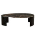 Oberon Curve Marble Coffee Table - Matt Storm Marble - Matt Dark Oak