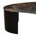 Oberon Curve Marble Coffee Table - Matt Storm Marble - Matt Dark Oak