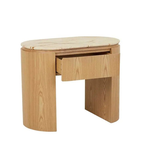 Pluto Open Bedside - Matt Brown Vein Marble - Natural Ash