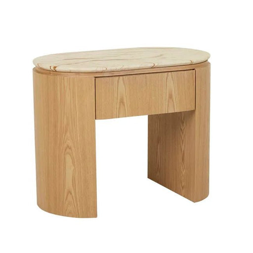 Pluto Open Bedside - Matt Brown Vein Marble - Natural Ash