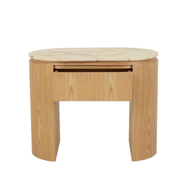 Pluto Open Bedside - Matt Brown Vein Marble - Natural Ash