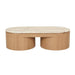 Pluto Oval Marble Coffee Table - Brown Vein Marble - Natural Ash