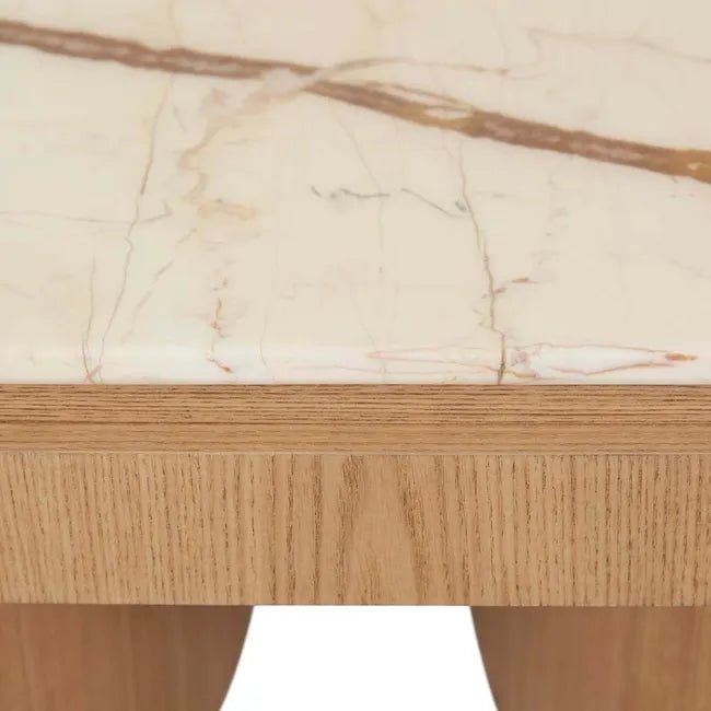Pluto Oval Marble Coffee Table - Brown Vein Marble - Natural Ash