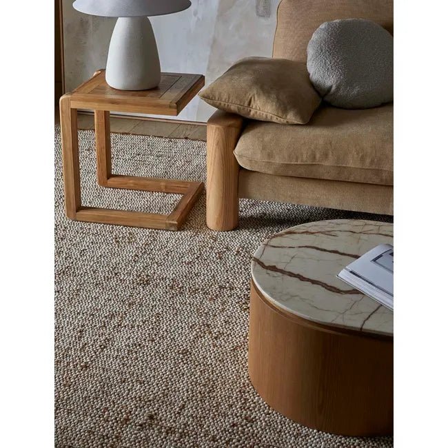 Pluto Oval Marble Coffee Table - Brown Vein Marble - Natural Ash