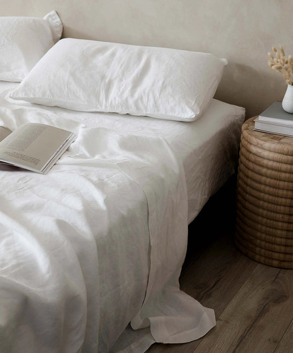 Set of 2 Linen Pillowcases – White