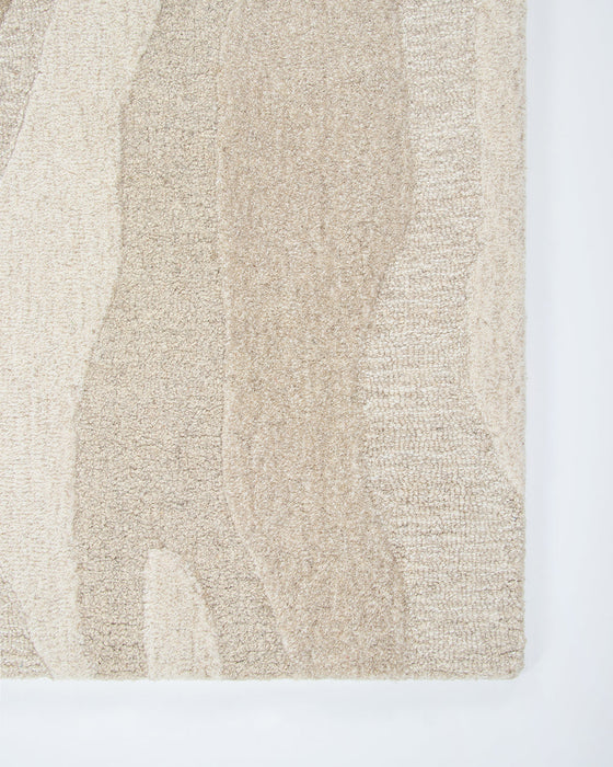 Shoreline Floor Rug in Sand, close-up of a corner showing the edge and wool pile