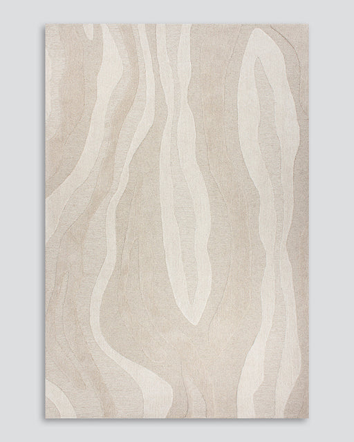 Shoreline Floor Rug in Sand, the whole rug shown flat on a plain background