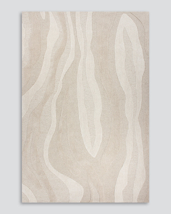 Shoreline Floor Rug in Sand, the whole rug shown flat on a plain background