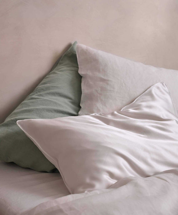 Silk Linen Flip Pillowcase – White