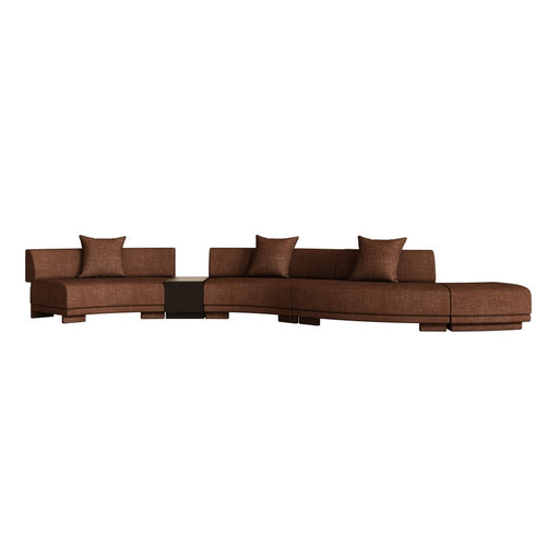 Felix Orbit 6-Seater S Shape Sofa with Side Table - Auburn Weave