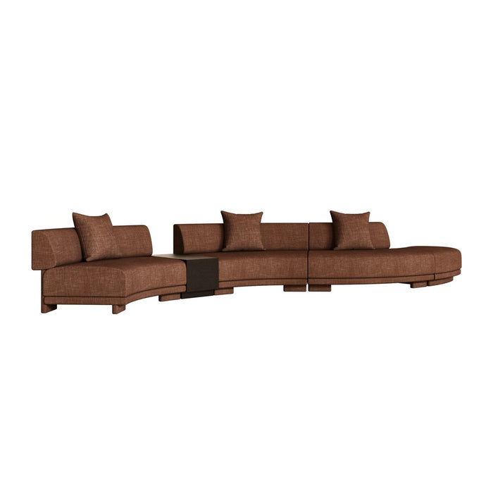 Felix Orbit 6-Seater S Shape Sofa with Side Table - Auburn Weave