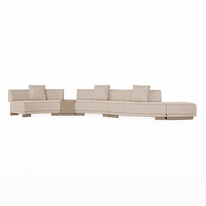 Felix Orbit 6-Seater S Shape Sofa with Side Table - Moonbeam / Buttermilk Oak