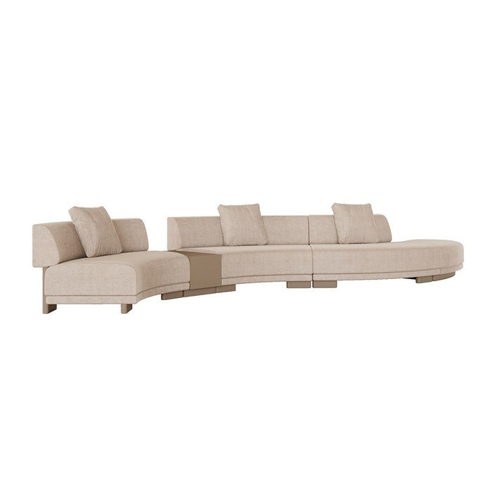 Felix Orbit 6-Seater S Shape Sofa with Side Table - Moonbeam / Buttermilk Oak