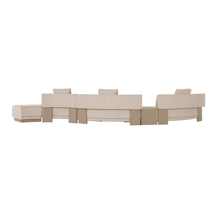 Felix Orbit 6-Seater S Shape Sofa with Side Table - Moonbeam / Buttermilk Oak