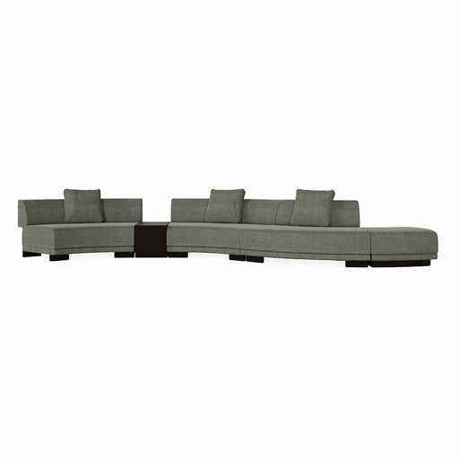Felix Orbit 6-Seater S Shape Sofa with Side Table - Moss Tweed / Matt Black Ash
