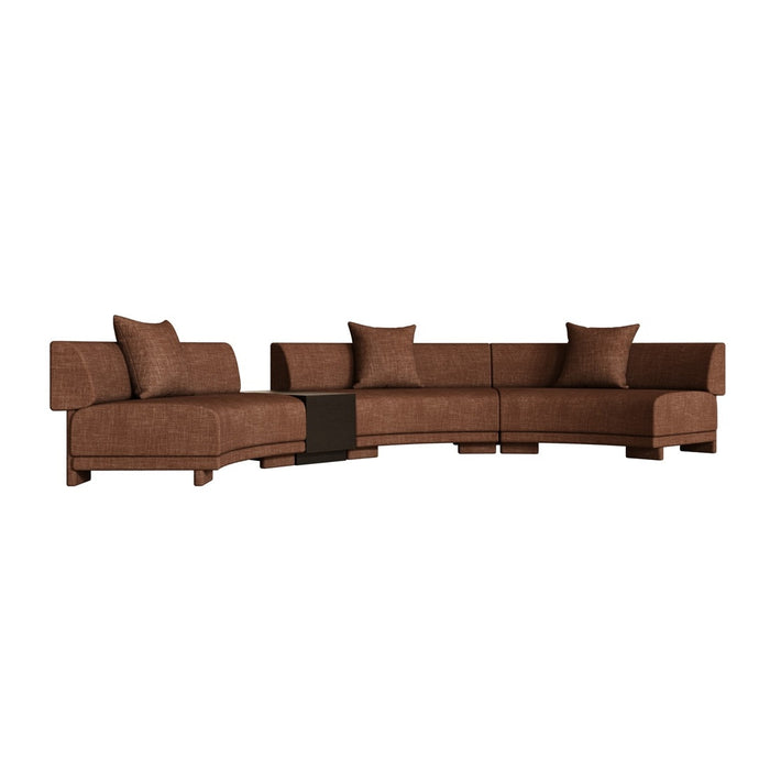 Felix Orbit 6-Seater Arc Sofa with Side Table - Auburn Weave