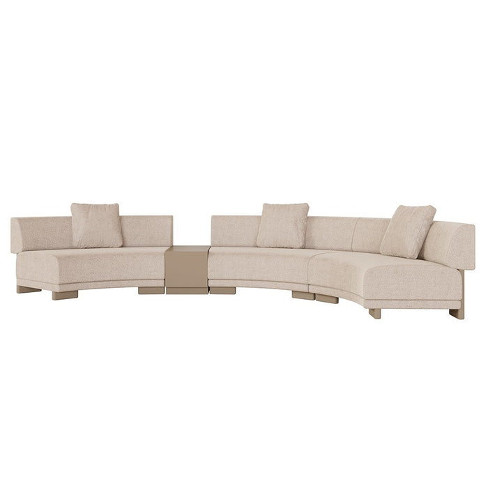 Felix Orbit 6-Seater Arc Sofa with Side Table - Moonbeam / Buttermilk Oak