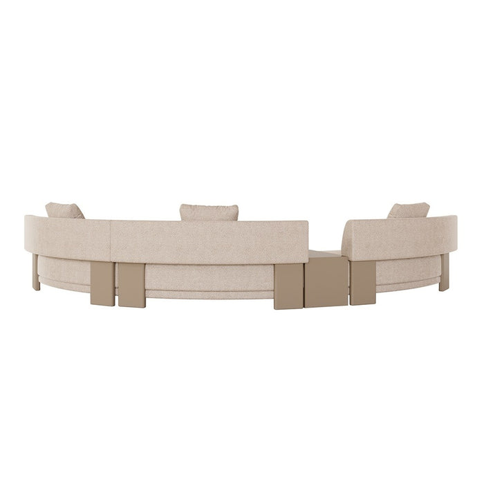 Felix Orbit 6-Seater Arc Sofa with Side Table - Moonbeam / Buttermilk Oak