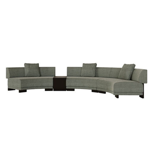 Felix Orbit 6-Seater Arc Sofa with Side Table - Moss Tweed / Matt Black Ash