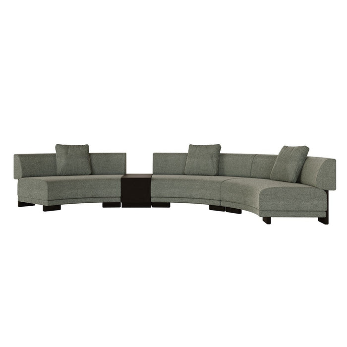 Felix Orbit 6-Seater Arc Sofa with Side Table - Moss Tweed / Matt Black Ash