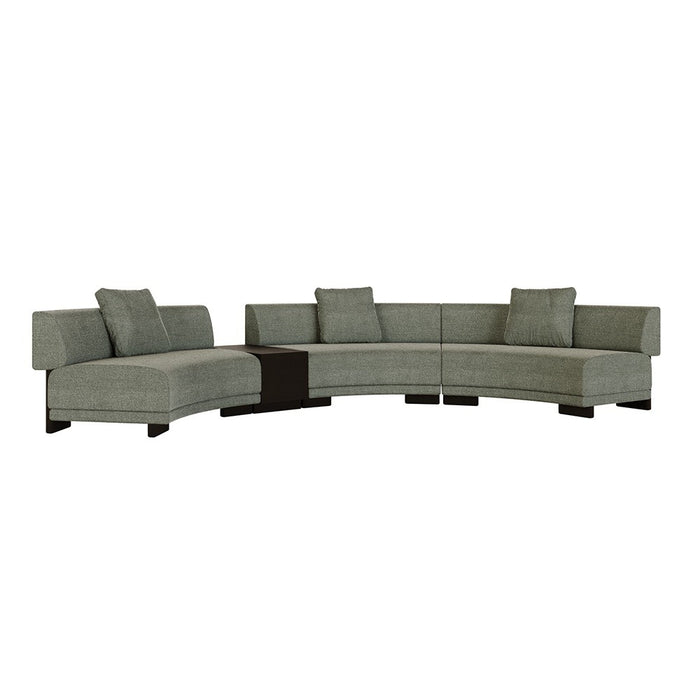 Felix Orbit 6-Seater Arc Sofa with Side Table - Moss Tweed / Matt Black Ash