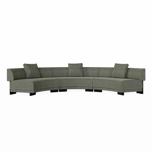 Felix Orbit 6-Seater Arc Sofa - Moss Tweed / Matt Black Ash