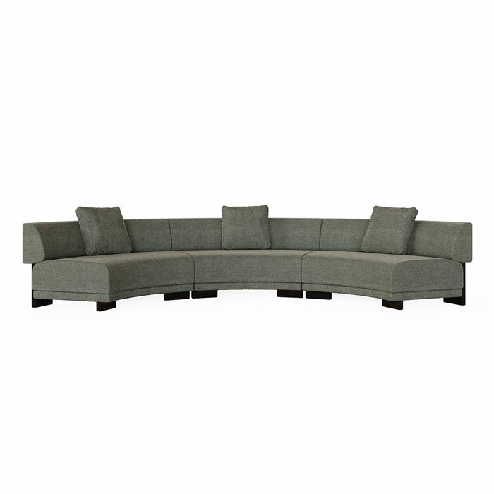 Felix Orbit 6-Seater Arc Sofa - Moss Tweed / Matt Black Ash