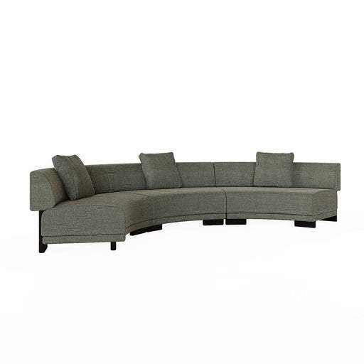 Felix Orbit 6-Seater Arc Sofa - Moss Tweed / Matt Black Ash