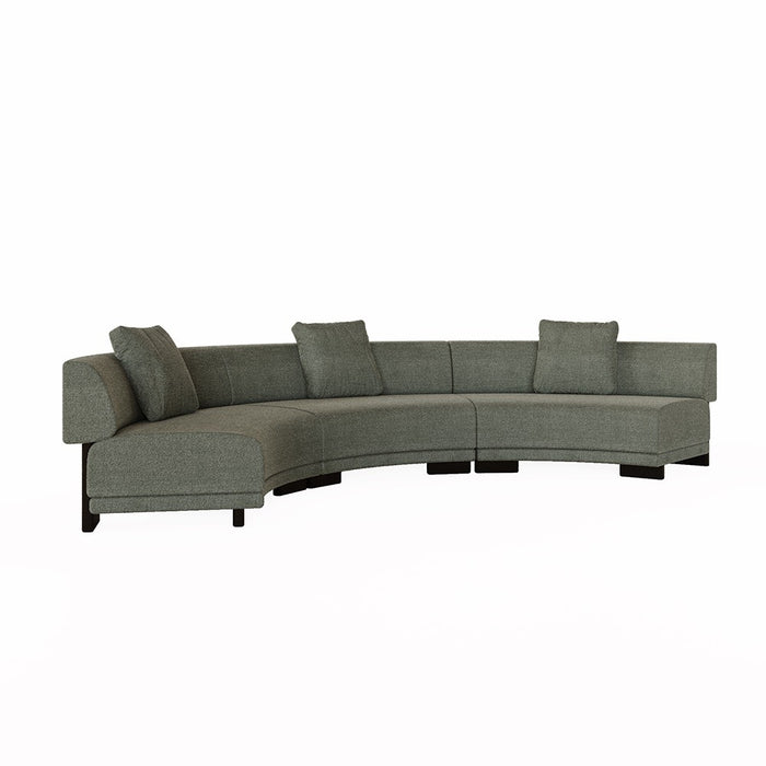 Felix Orbit 6-Seater Arc Sofa - Moss Tweed / Matt Black Ash