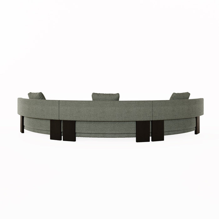 Felix Orbit 6-Seater Arc Sofa - Moss Tweed / Matt Black Ash