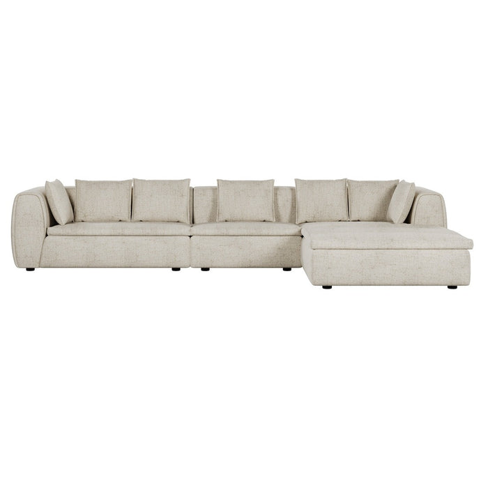 Hugo Byron 4-Seater Right Chaise Sofa with Arm - Nougat Speckle