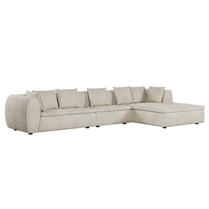 Hugo Byron 4-Seater Right Chaise Sofa with Arm - Nougat Speckle