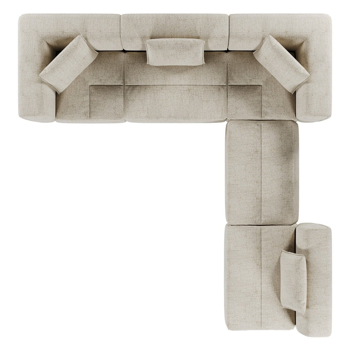 Hugo Byron 5-Seater L Shape Sofa with Ottoman - Nougat Speckle